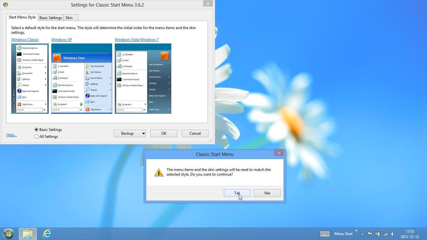 Klasyczne Menu Start w Windows 8