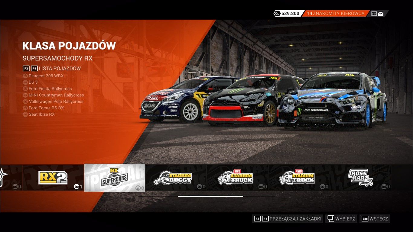 DiRT 4 - lista pojazdów