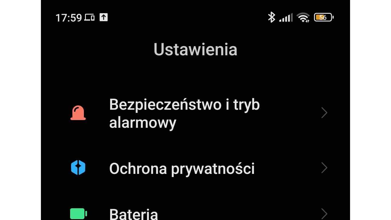tryb alarmowy android