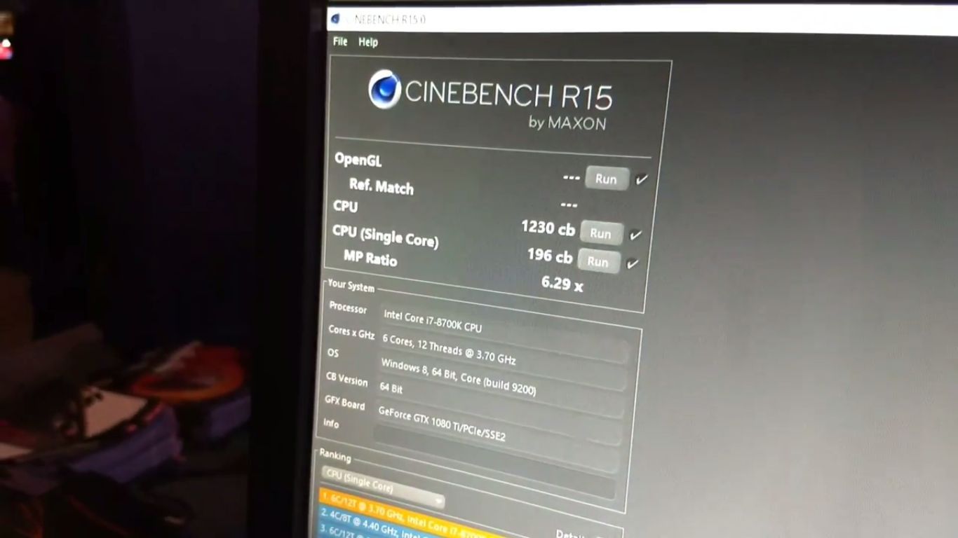 Intel Core i7-8700K - wyniki wydajności w Cinebench R15