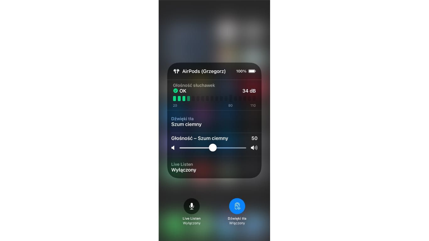 dźwięki tła AirPods