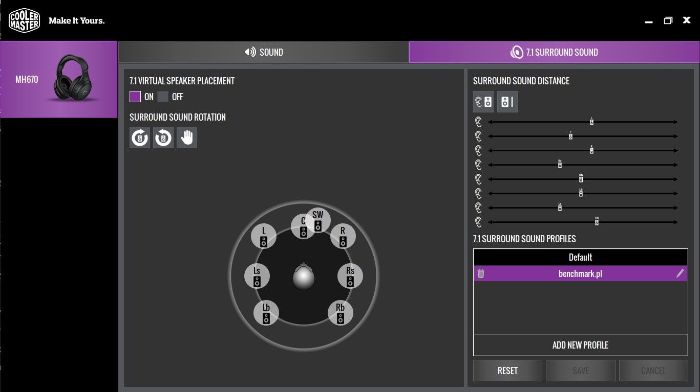 MasterPlus - program na PC do słuchawek Cooler Master MH670