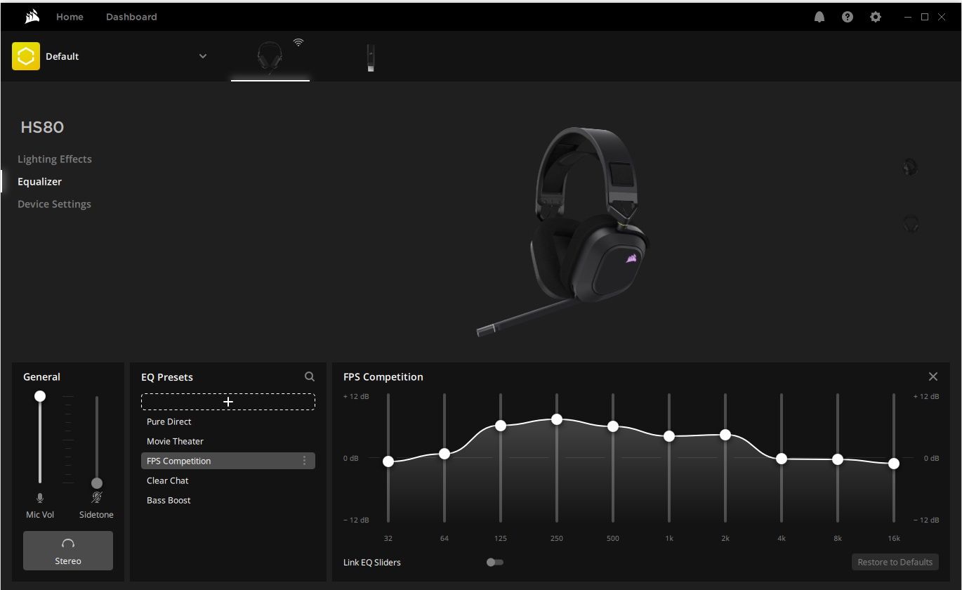 Corsair HS80 RGB Wireless - usatwienia EQ