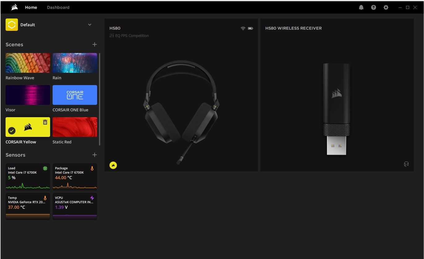 Corsair HS80 RGB Wireless - oprogramowanie