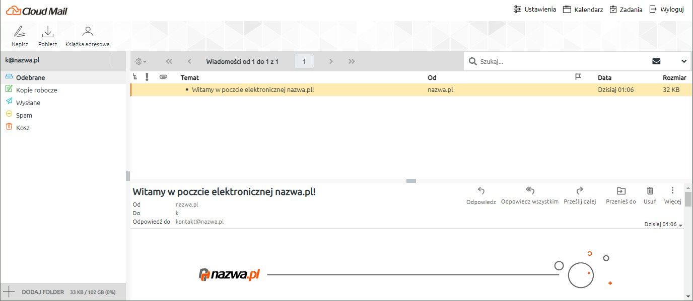 CloudMail interfejs