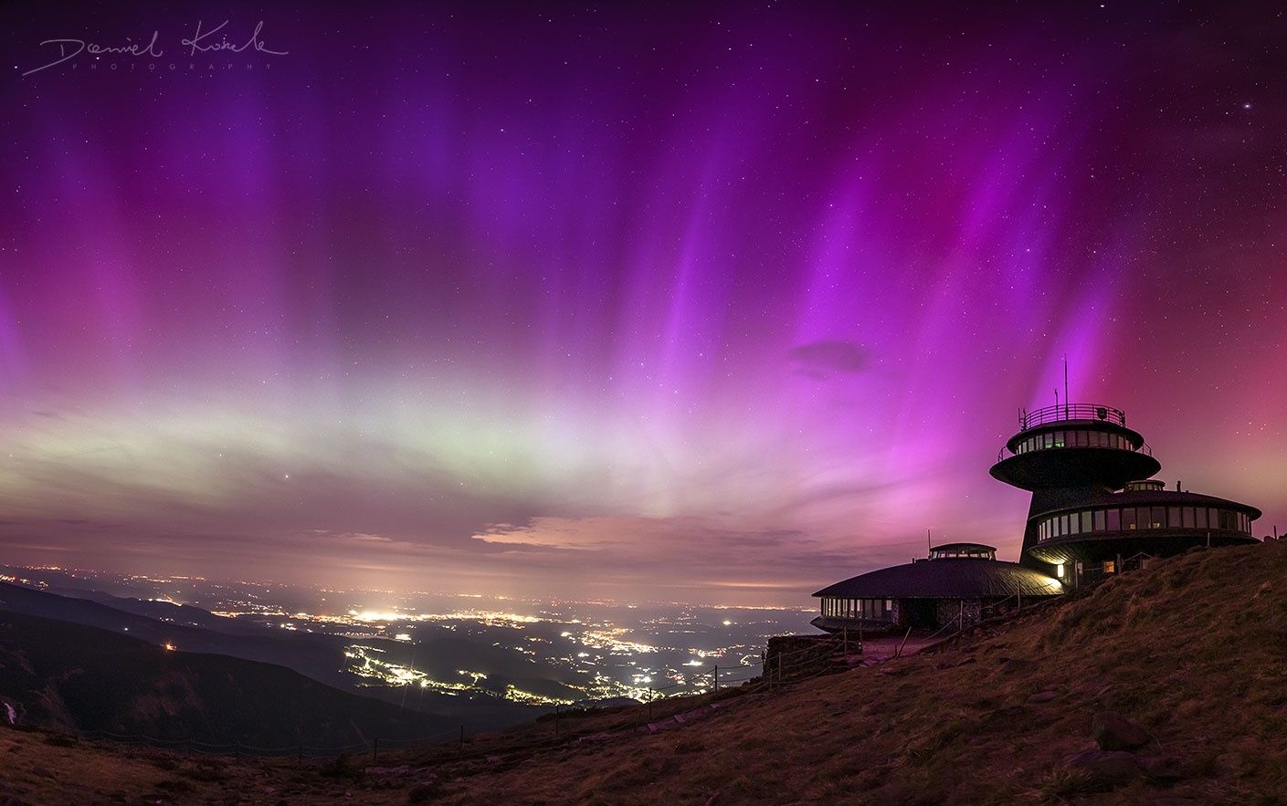 Zorza polarna nad Karkonoszami