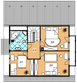 Projekt domu L-33 Dom lublińska - z bali - rzut poddasza, dom liczy 3 pokoje, 2 łazienki i wc