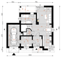 Projekt domu D118A - rzut parteru, dom liczy 5 pokoje, 2 łazienki i wc