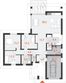 Projekt domu Kameralny 1 - rzut parteru, dom liczy 3 pokoje, 2 łazienki i wc