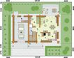 Projekt domu Sevilla 3A bale drewniane z pojedynczym garażem - rzut parteru, dom liczy 4 pokoje, 2 łazienki i wc