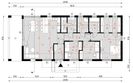 Projekt domu D322D wersja drewniana - rzut parteru, dom liczy 3 pokoje, 2 łazienki i wc