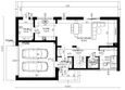 Projekt domu Planujdom 124 - rzut parteru, dom liczy 4 pokoje, 3 łazienki i wc