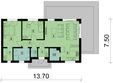 Projekt domu Ka287 Sz - rzut parteru, dom liczy 2 pokoje, 2 łazienki i wc