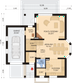Projekt domu APS 131 - rzut parteru, dom liczy 3 pokoje, 2 łazienki i wc