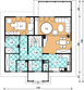 Projekt domu A-127 Dom jawora - z bali - rzut parteru, dom liczy 3 pokoje, 3 łazienki i wc