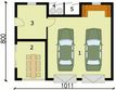 Projekt garażu G145 garaż dwustanowiskowy z pomieszczeniem gospodarczym i werandą - rzut parteru, dom liczy 0 pokoje, 0 łazienki i wc