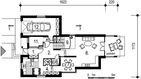 Projekt domu Agat - rzut parteru, dom liczy 3 pokoje, 2 łazienki i wc
