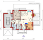 Projekt domu Niki II G1 energo - rzut parteru, dom liczy 3 pokoje, 2 łazienki i wc
