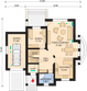 Projekt domu APS 010 + P - rzut parteru, dom liczy 4 pokoje, 2 łazienki i wc