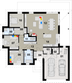 Projekt domu TK74 - rzut parteru, dom liczy 3 pokoje, 2 łazienki i wc