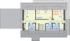 Projekt domu Przyjazny - rzut poddasza, dom liczy 5 pokoje, 5 łazienki i wc