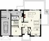 Projekt domu Fikus - rzut parteru, dom liczy 4 pokoje, 2 łazienki i wc