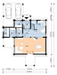Projekt domu A-109 Dom wiązowa - z bali - rzut parteru, dom liczy 3 pokoje, 2 łazienki i wc