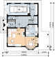Projekt domu L-90 Dom irysowa - szkieletowy - rzut parteru, dom liczy 3 pokoje, 2 łazienki i wc