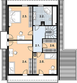 Projekt domu L-90 Dom irysowa - szkieletowy - rzut poddasza, dom liczy 3 pokoje, 2 łazienki i wc