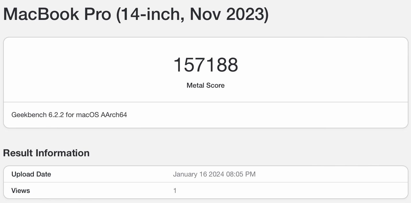 MacBook pro m3 max geekbench 6 gpu metal