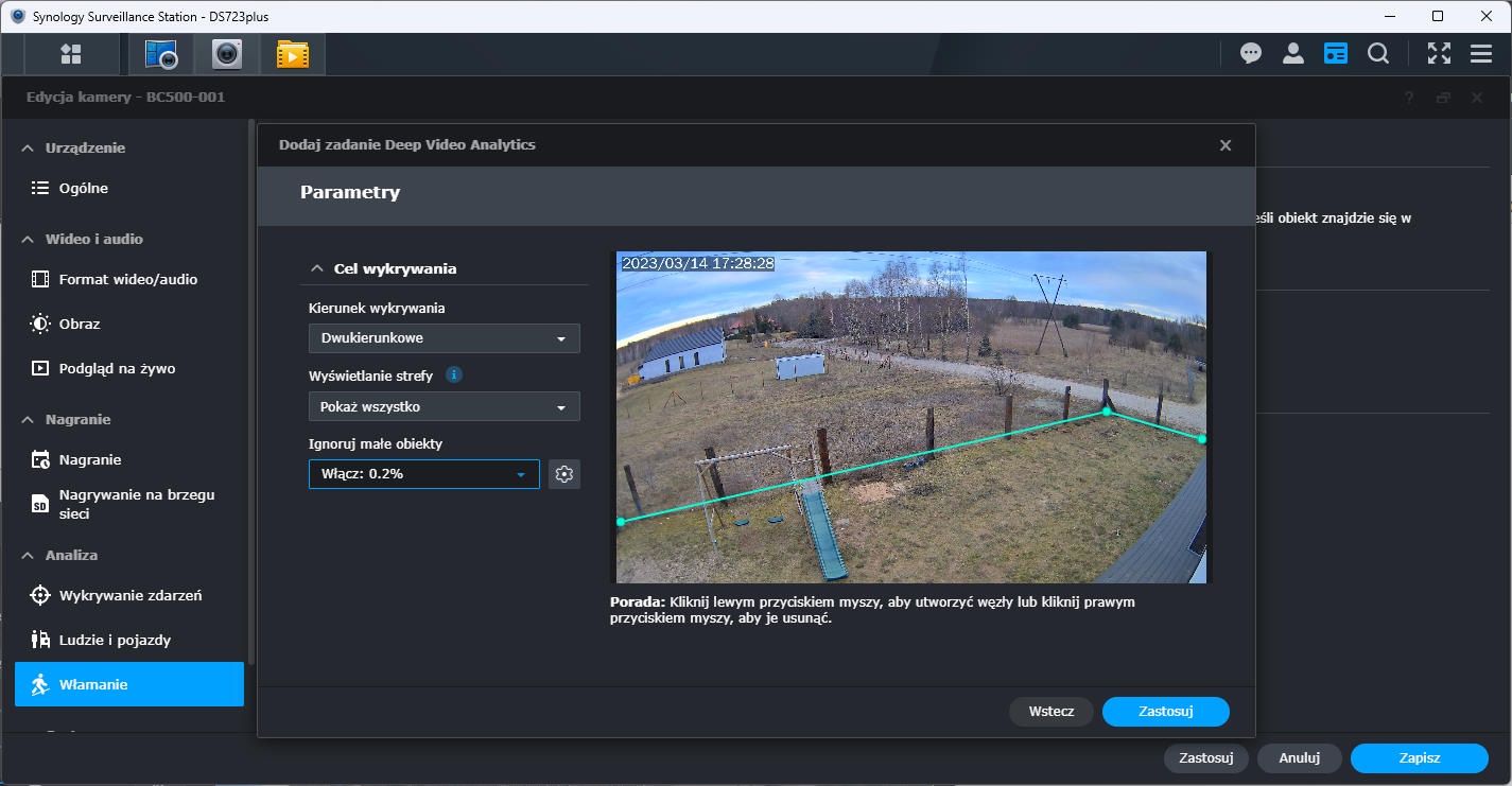 Synology BC500 - ustawienia kamery 3