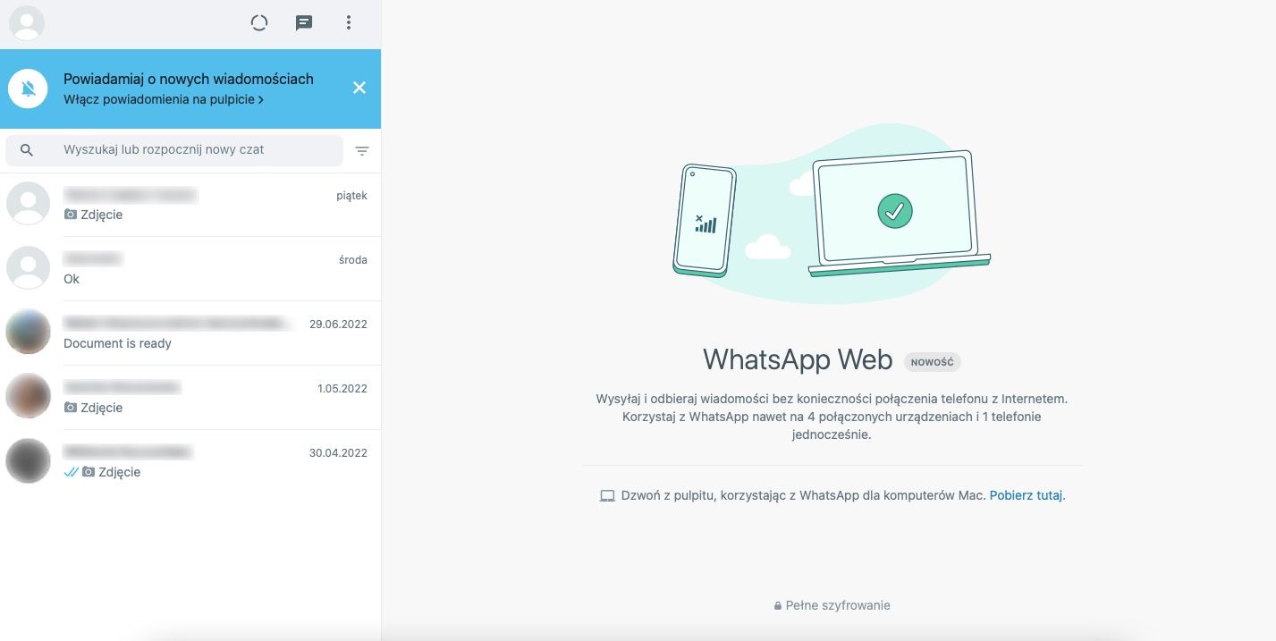 WhatsApp Web w przeglądarce