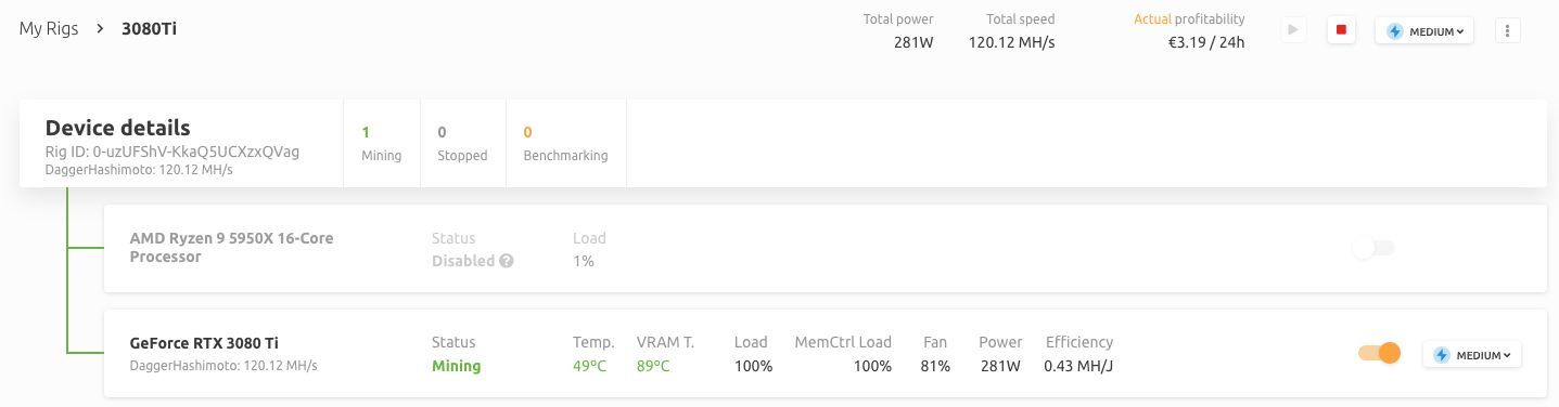 NiceHash - GeForce RTX 3080 Ti