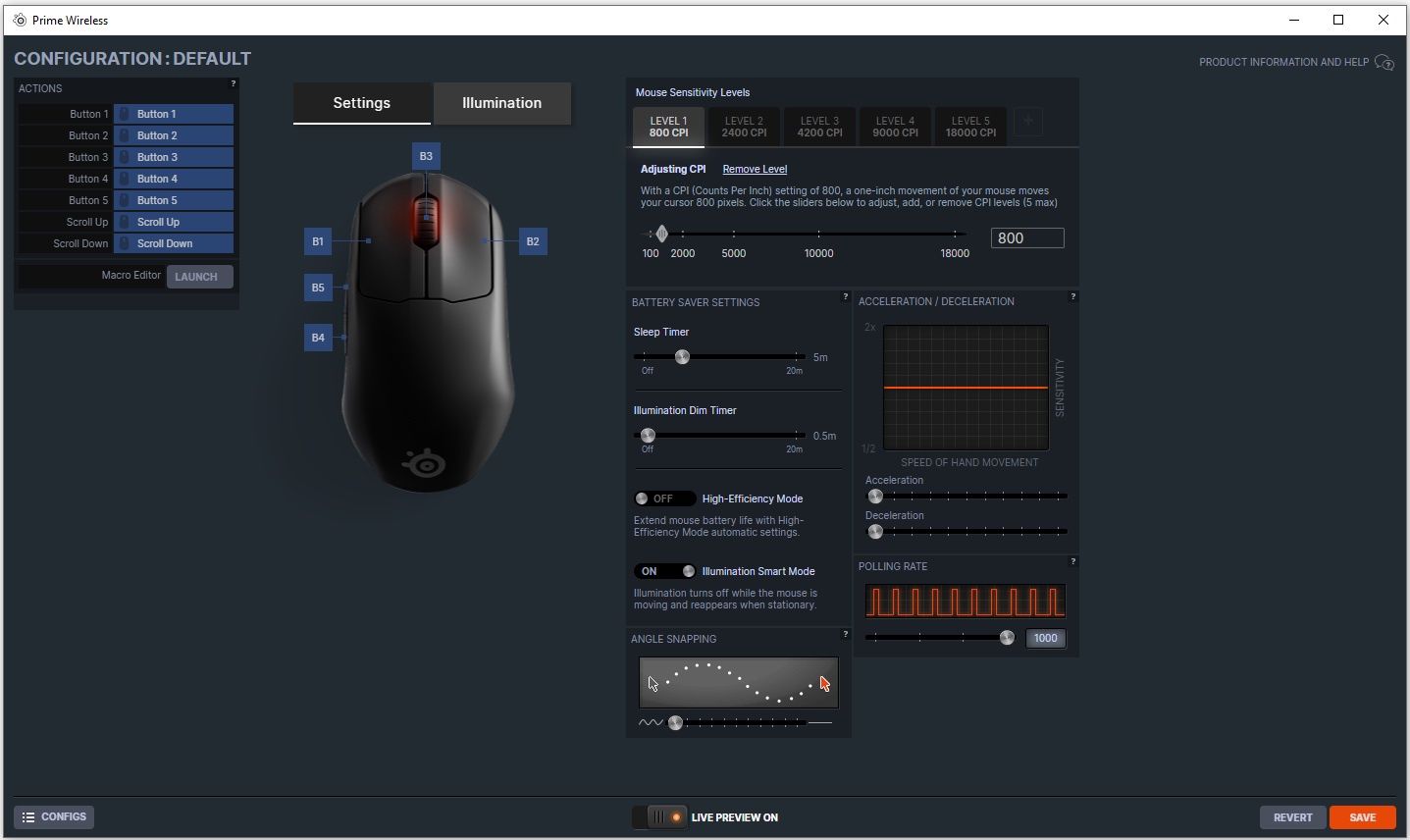 SteelSeries Prime Wireless - ustawienia