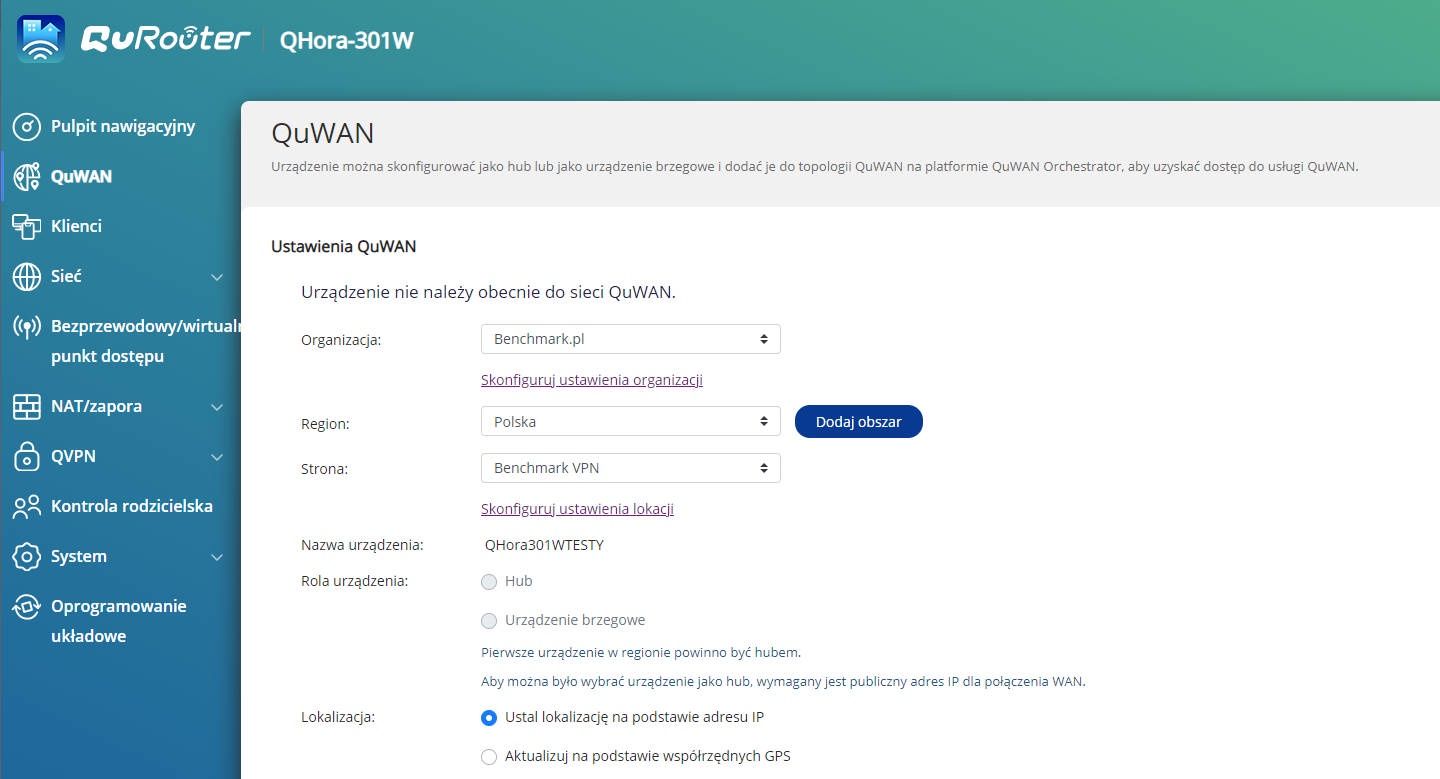 QNAP QHora-301W -  ustawienia QuWAN