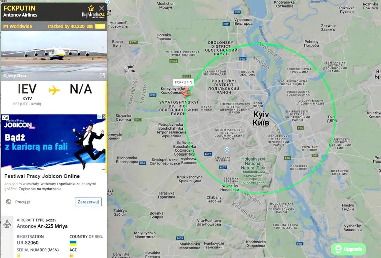 FCKPUTIN - Flightradar 24