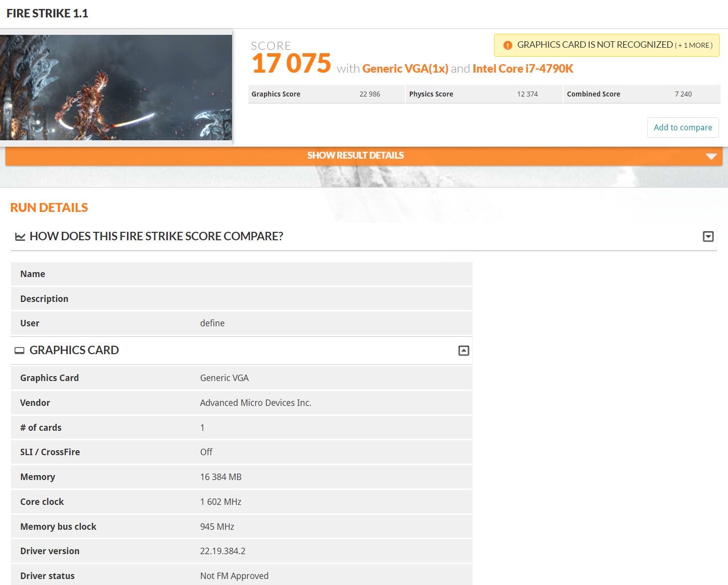 AMD Radeon Vega Frontier Edition - 3DMark Fire Strike