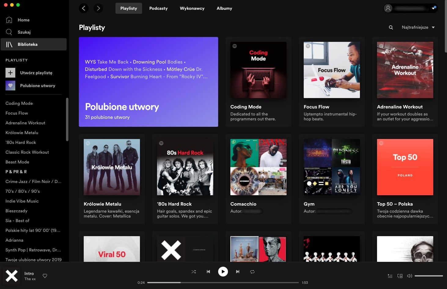 Zaktualizowany Spotify - widok zakładki Biblioteka