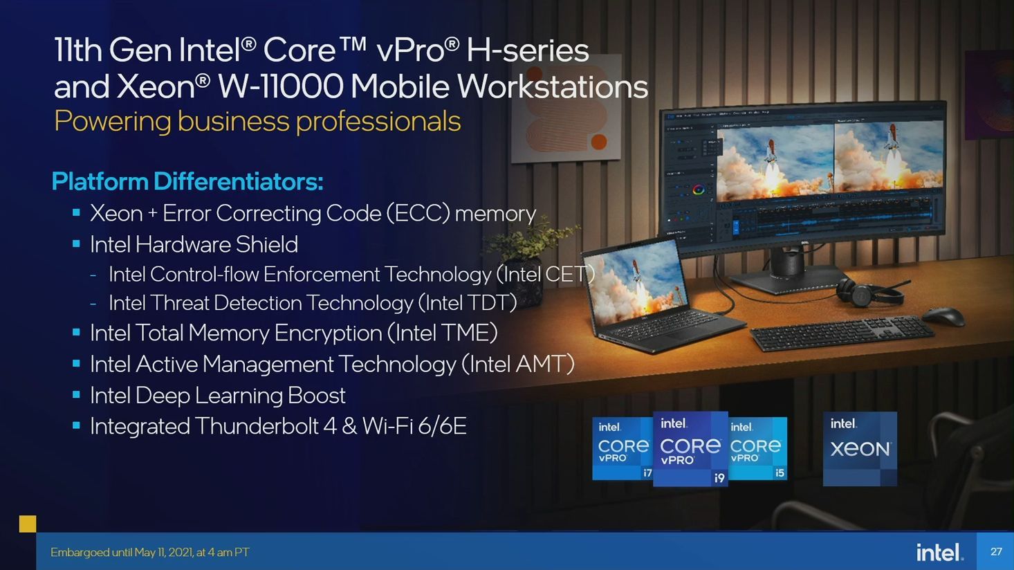 Intel Tiger Lake-H45 - funkcje Xeon W-11000M