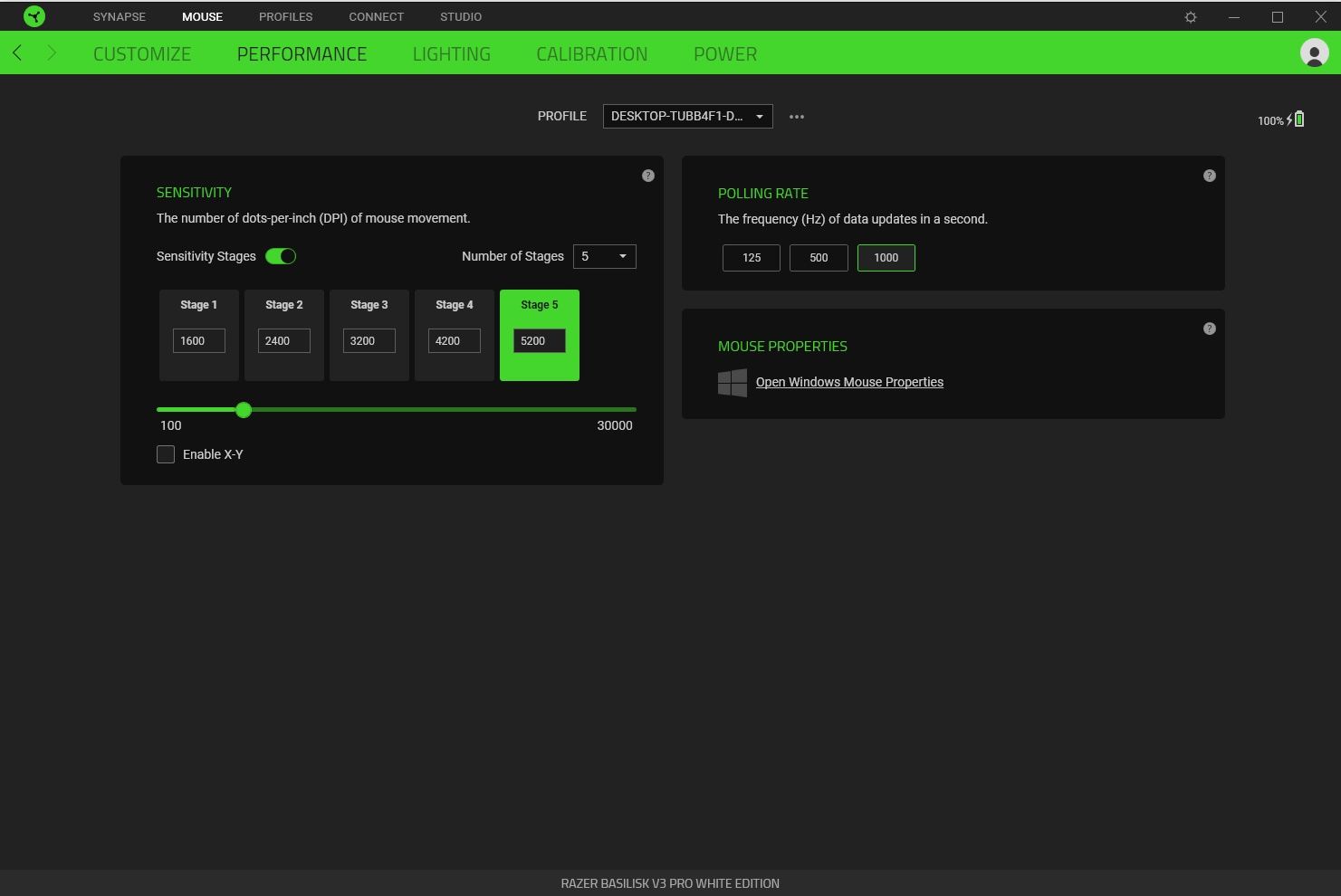 Razer Basilisk V3 Pro - ustawienia rozdzielczości w Razer Synapse