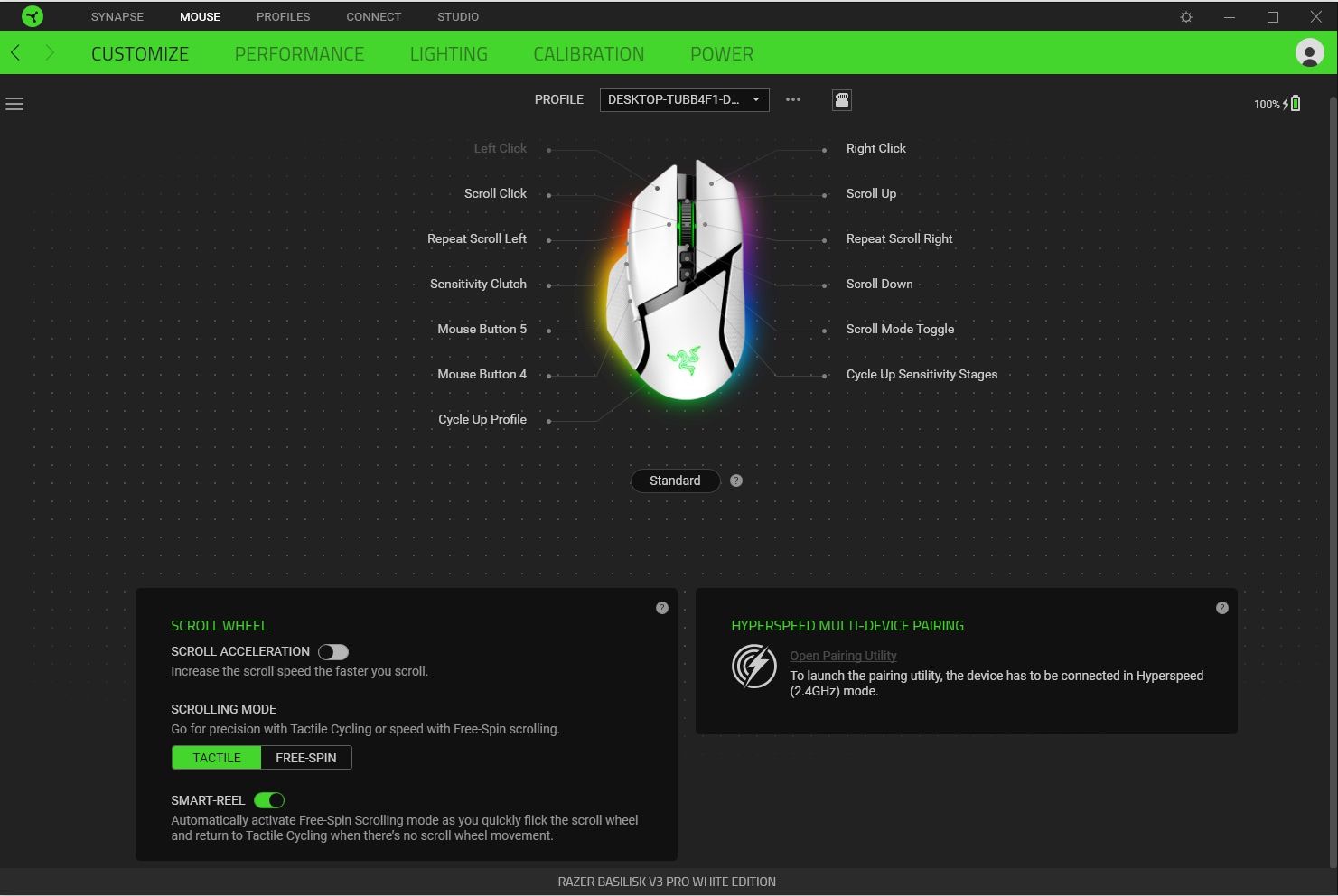 Razer Basilisk V3 Pro - konfuguracja przycisków i rolki w Razer Synapse