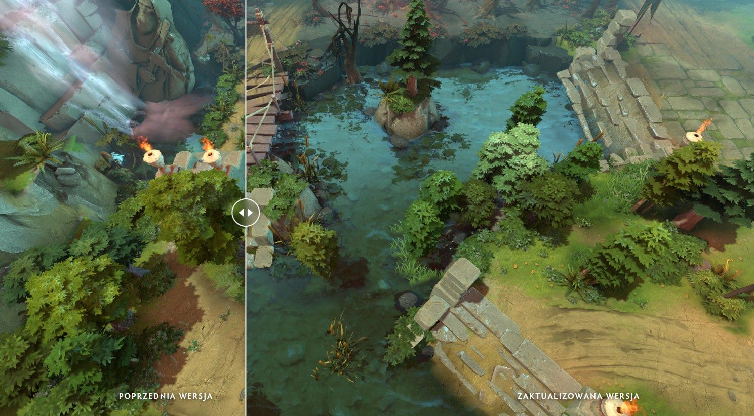 Zmiany w mapie Dota 2 - porównanie