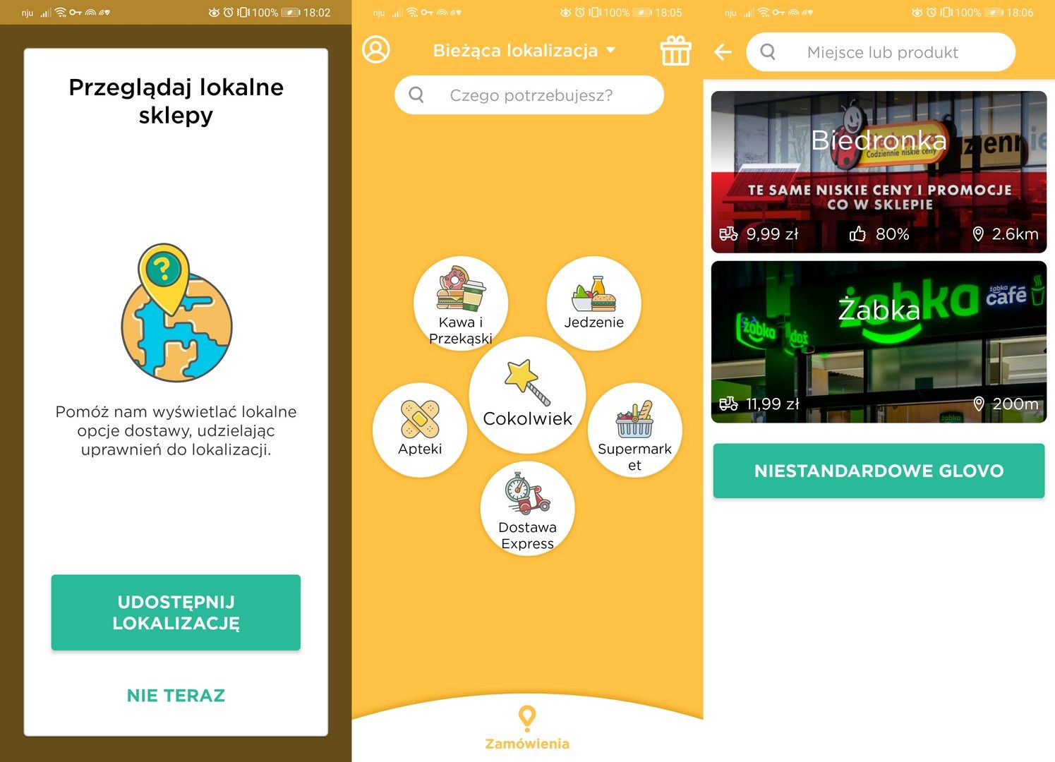 Glovo i dowóz zakupów spożywczych