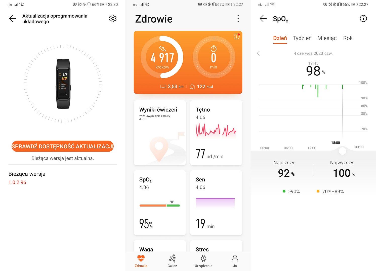 Pulsoksymetr w aplikacji Huawei Zdrowie