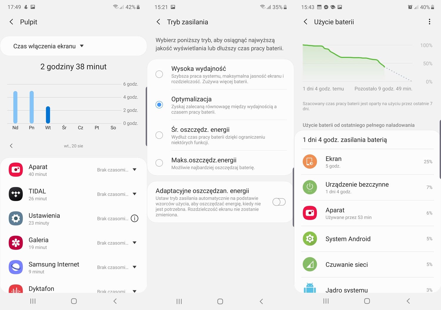 Samsung Galaxy Note 10+ menu zasilanie