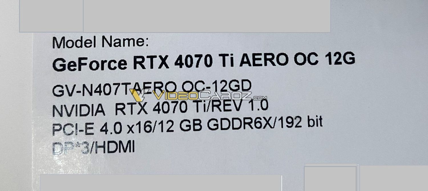 Gigabyte GeForce RTX 4070 Ti Aero OC