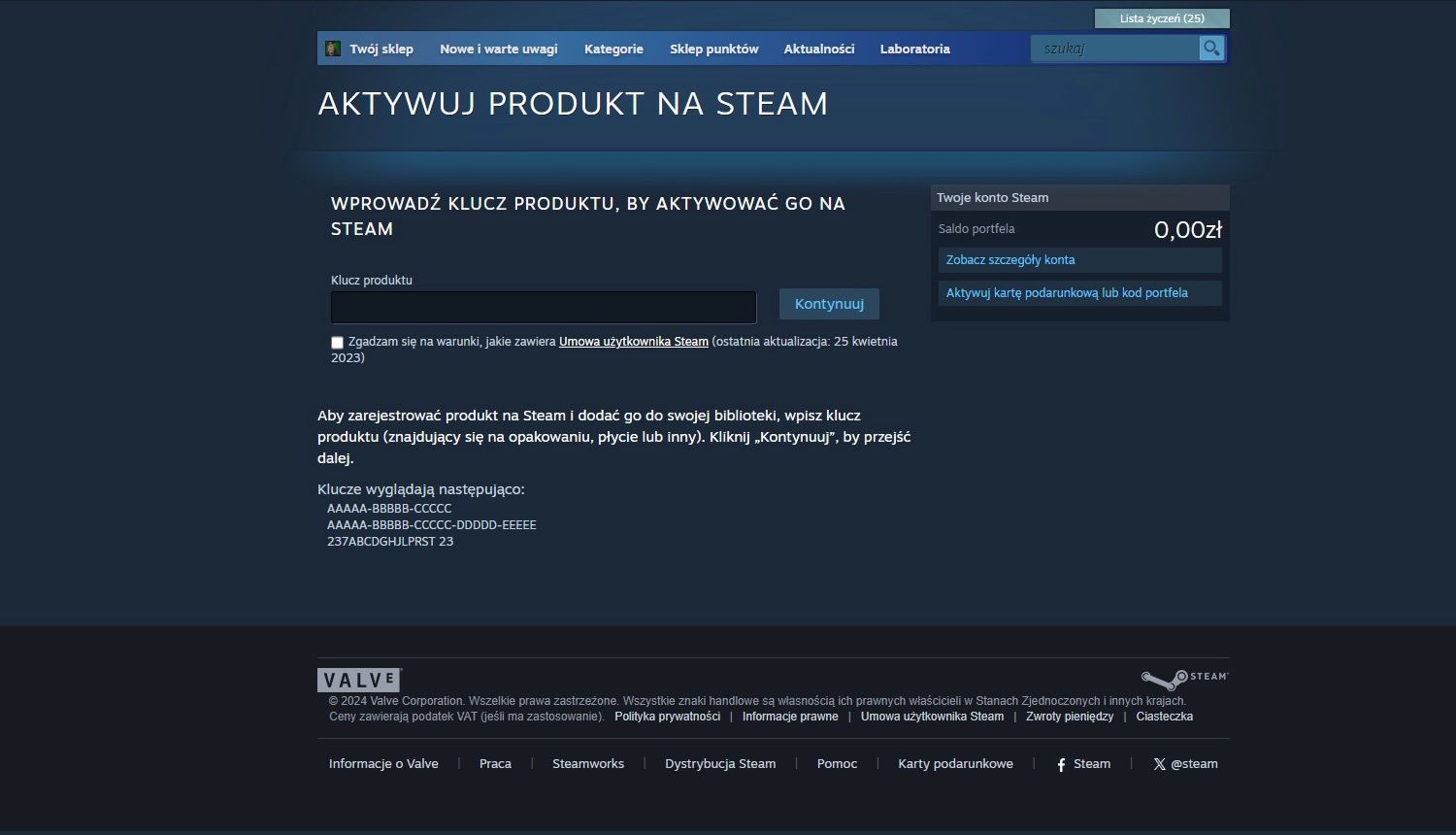Aktywacja klucza na Steam - aktywacja produktu na stronie steam