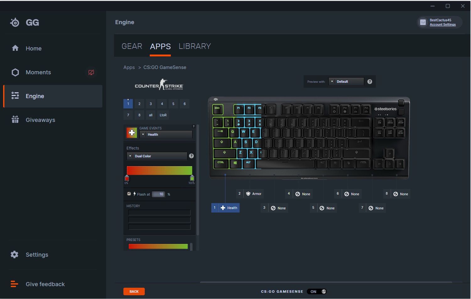 Steelseries Apex 3 TKL - aplikacja CS: GO