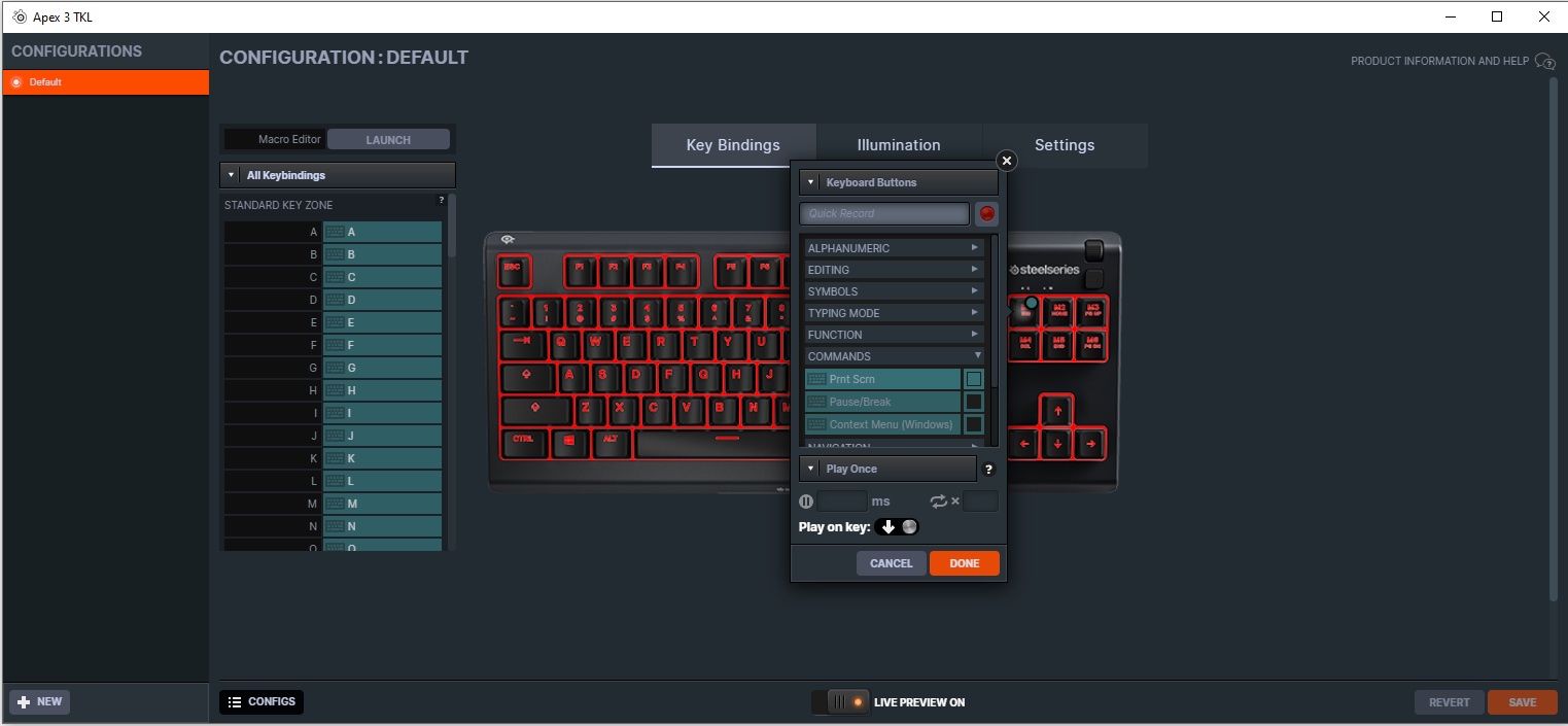 Steelseries Apex 3 TKL - konfiguracja klawiszy