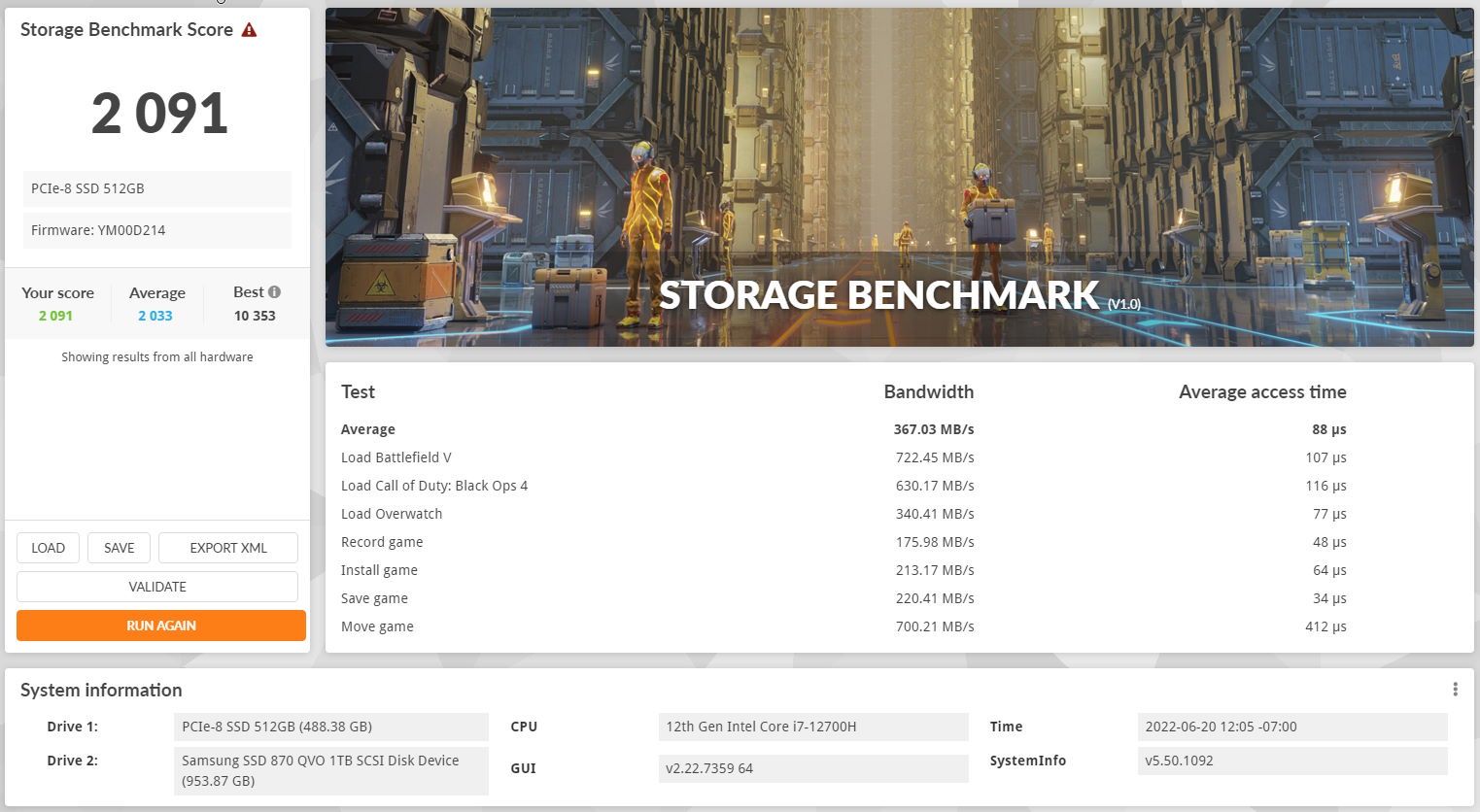 Huawei MateBook D 16 - 3DMark Storage